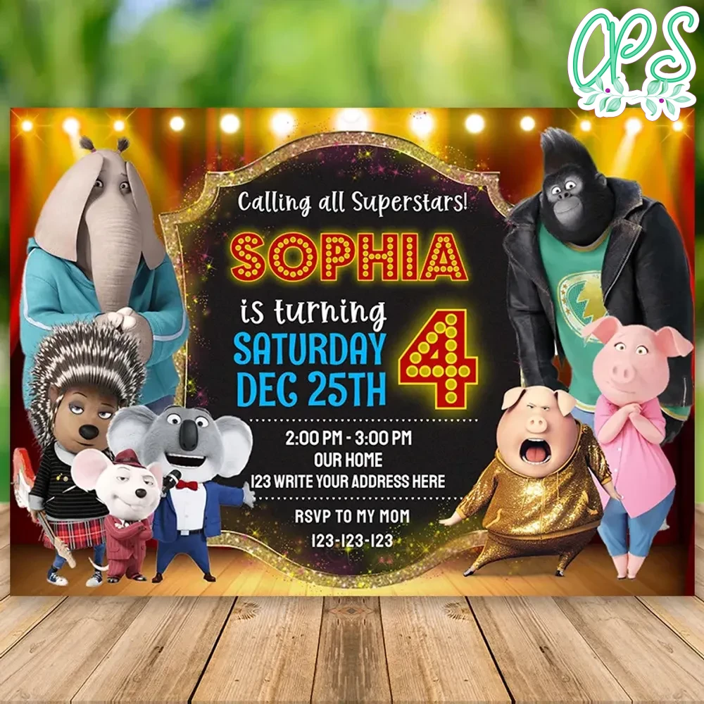 Editable Sing Movie Birthday Invitation Instant Download ...