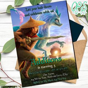 Raya and the Last Dragon Birthday Invitation Template to Print at Home Instant Download
