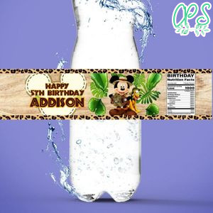 Mickey Mouse Safari Water Bottle Label Template to Print at Home Instant Download