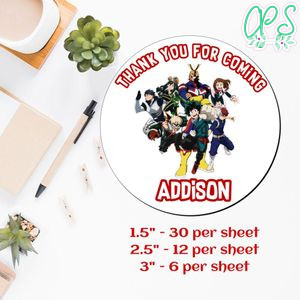Customized My Hero Academia Printed Happy Birthday Sticker Sheets