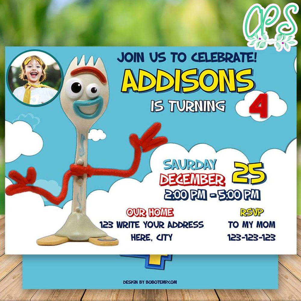 Editable Toy Story 4 Forky Birthday Flyer With Photo Instant Download