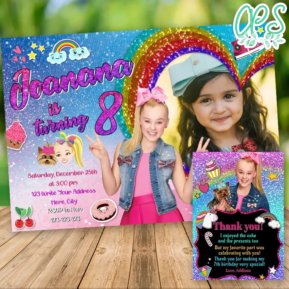 Editable Jojo Siwa Birthday Invitation With Photo DIY | Partyinvitedesign