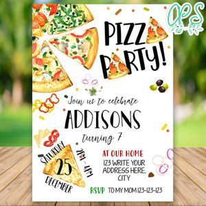 Editable Pizza Party Invitation Instant Download
