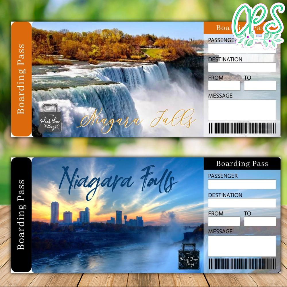 Editable NIAGARA FALLS Boarding Pass Instant Download 