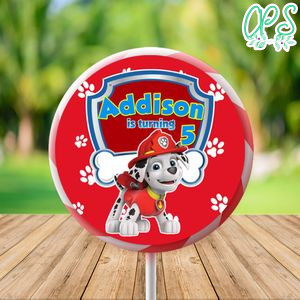 Marshall Paw Patrol Lollipop Labels Digital File Printable Instant Download