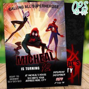 Editable Spider-Man Into The Spider-Verse Invitation Instant Download