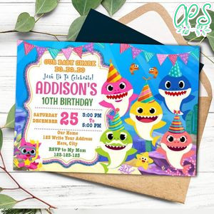 Baby Shark Invitation Customizable template Instant Download