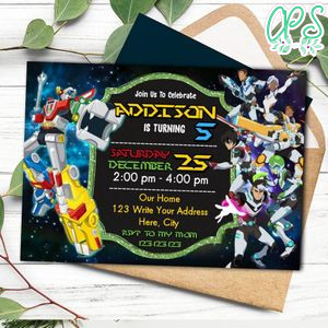 Voltron Invitation Template to Print at Home Instant Download
