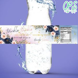 Twinkle Twinkle Little Star gender reveal Water Bottle Label Template to Print at Home Instant Download