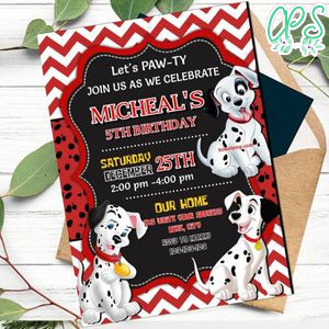 Editable 101 Dalmatians Birthday Party Invitation Digital File