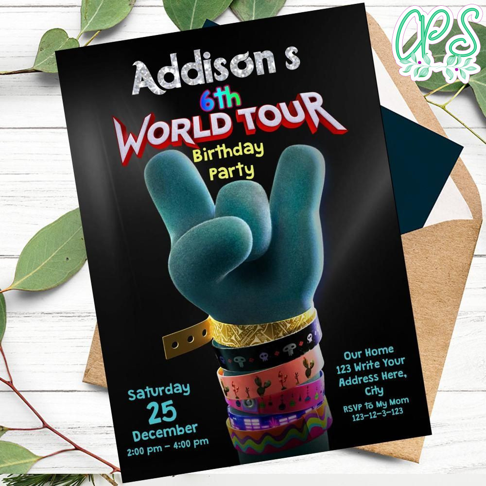 Trolls World Tour Birthday Flyer Printable for Boy Instant Download