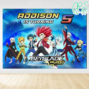 Beyblade Burst Turbo Birthday Backdrop Digital File Template Instant Download