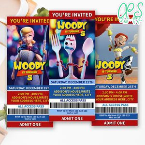 Printable Forky Toy Story 4 Birthday Ticket Invitation Instant Download