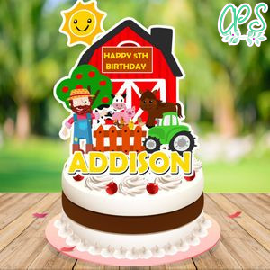 Old MacDonald Farm Birthday Cake Topper Template Printable Instant Download