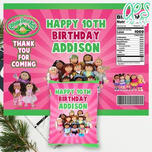 Cabbage patch kids Birthday Chip Bag Digital File Printable Instant Download