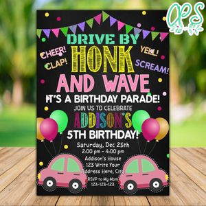 Printable Drive By Car Parade Invitation Instant Download