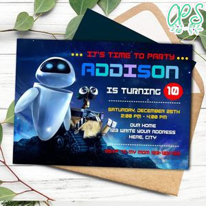 Wall E Birthday Invitation Printable Instant Download