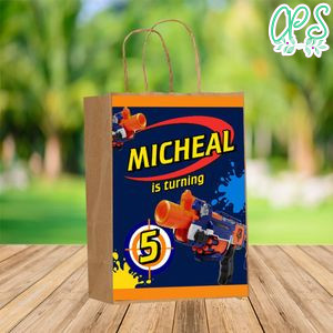 Custom Nerf Gun Inspired Gift bag Label to print at home Instant Download