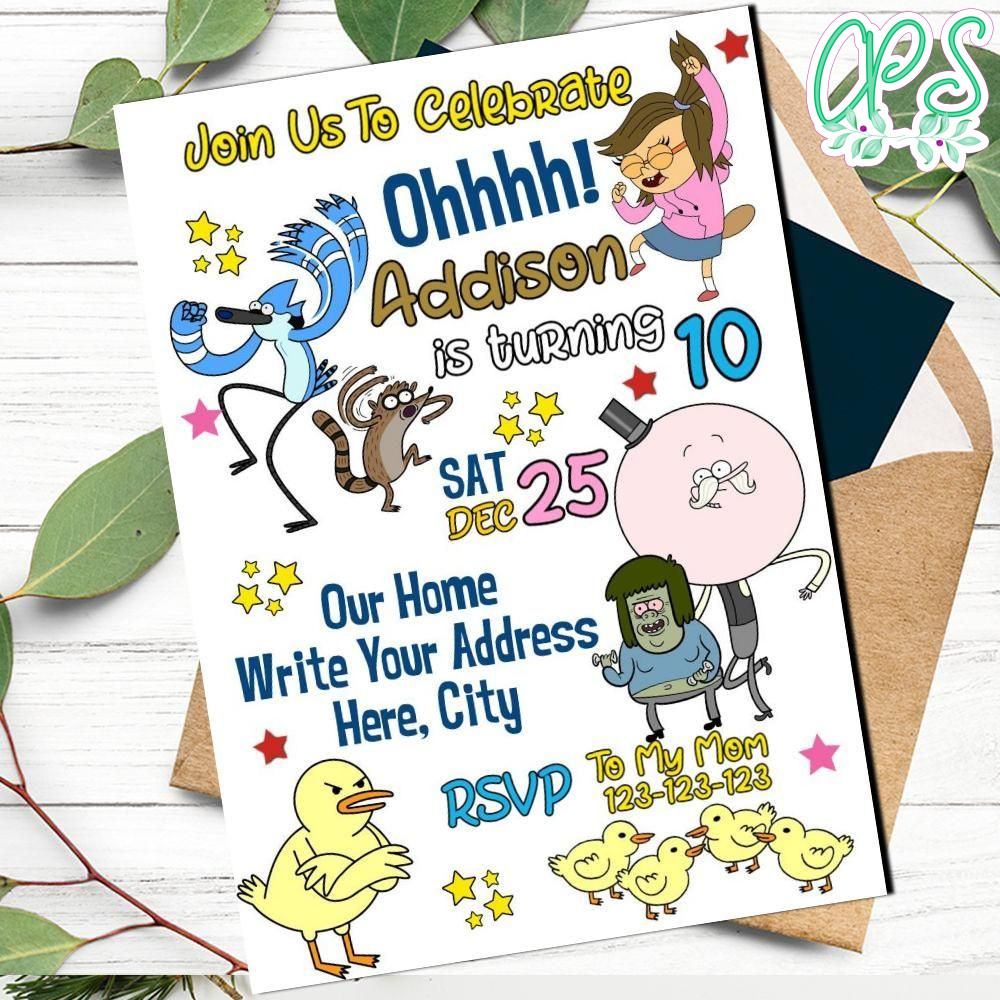 Regular Show Birthday Flyer Printable Instant Download