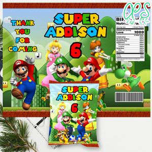 Super Mario Birthday Chip Bag Digital File Printable Instant Download