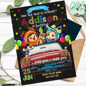 Dave and Ava Drive By Birthday Parade Invitation Printable Instant Download