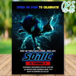 Editable Speed On Over Sonic Invitation Instant Download