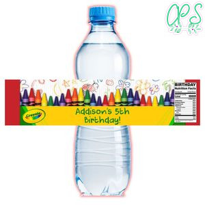 Crayola Crayons Birthday Water Bottle Label Template to Print at Home Instant Download