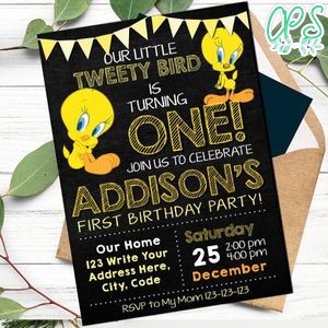 Tweety Bird Invitation Customizable Template Instant Download