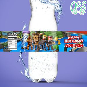 Roblox Birthday Water Bottle Label Template to Print at Home Instant Download