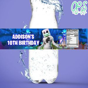 DJ marshmallow Bottle Label Template to Print at Home Instant Download