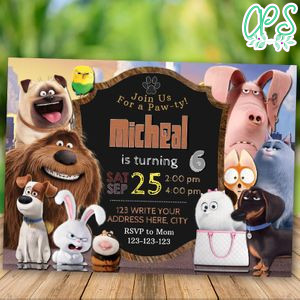 Editable The Secret Life of Pets Invitation Digital File