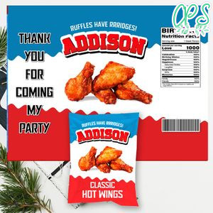 Hot wing Chip Bag Digital File Printable Instant Download