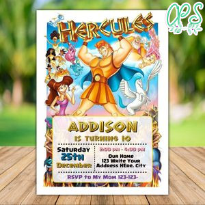 Printable Hercules Birthday Invitation Instant Download