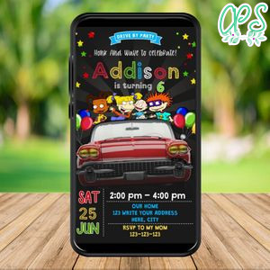 Mobile Rugrats Drive By Birthday Parade Electronic Invite Invitation Template Instant Download