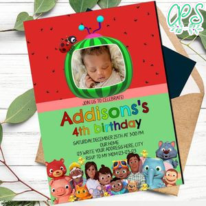 African Cocomelon Birthday Invitation with Photo Template to print at home Instant Download