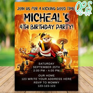 Editable Kung Fu Panda Birthday Party Invitation Digital File