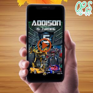 Transformers Video Invitation Digital Template Customizable Instant Download