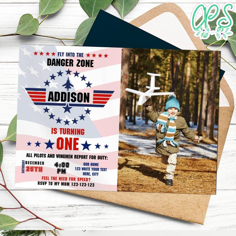 Top Gun Invitation Template with Photo Customizable DIY