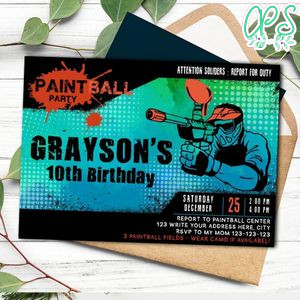 Printable Paintball Birthday Invitation Instant Download