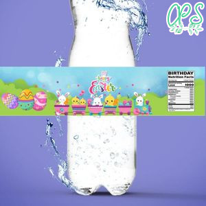 Happy Easter Water Bottle Label Template to Print at Home Instant Download