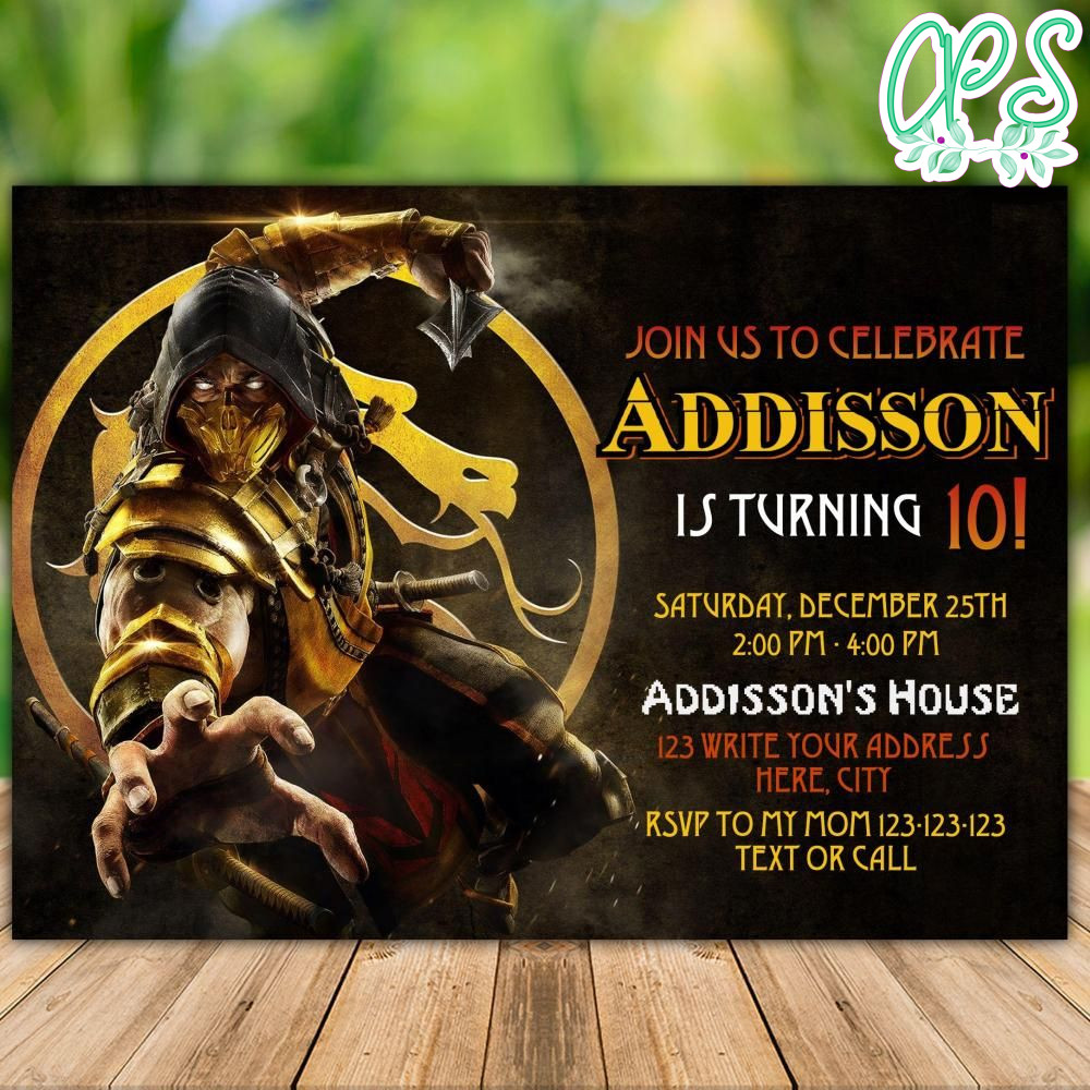 Editable Mortal Kombat 11 Birthday Invitation Instant Download
