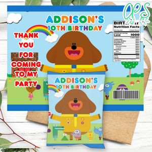 Hey duggee Birthday Chip Bag Digital File Printable Instant Download