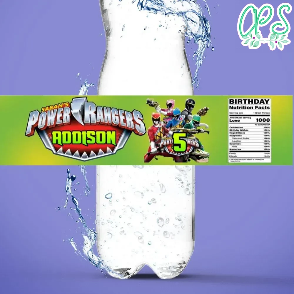 Power ranger Water Bottle Label Template DIY | Partyinvitedesign