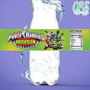 Power ranger Water Bottle Label Template to Print at Home Instant Download