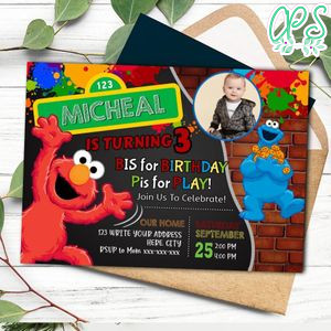 Editable Cookie Monster Birthday Invitation With Photo Instant Download