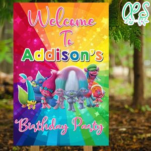 Trolls Birthday Welcome Sign Digital File Printable Instant Download