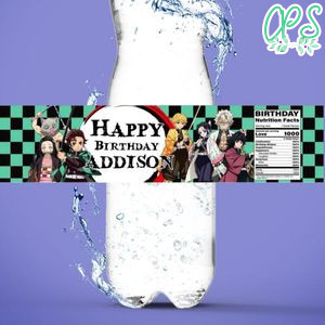 Demon slayer Water Bottle Label Template to Print at Home Instant Download