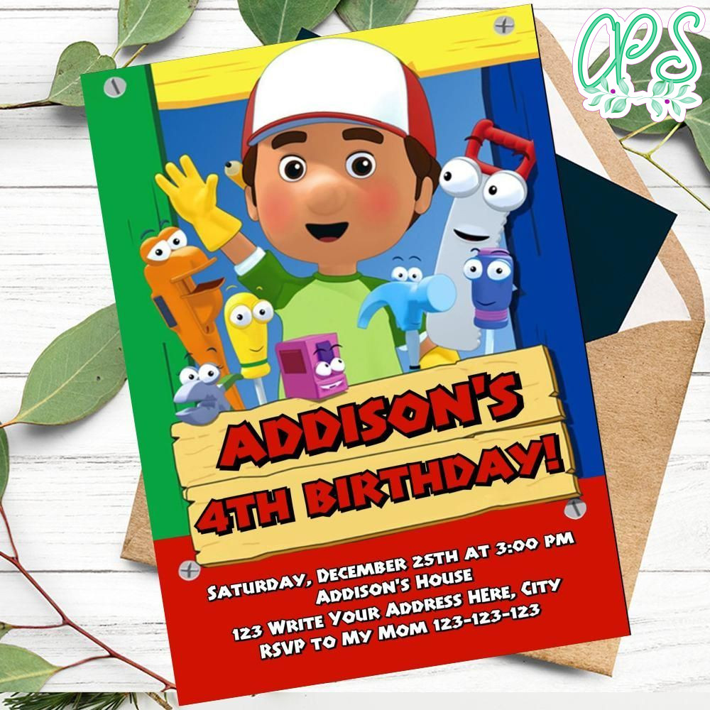 Editable Handy Manny Birthday Invitation Instant Download 