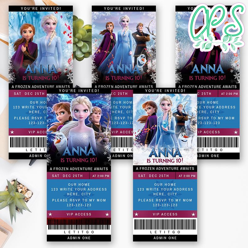 Printable Frozen 2 Movie Ticket Invitation Template DIY
