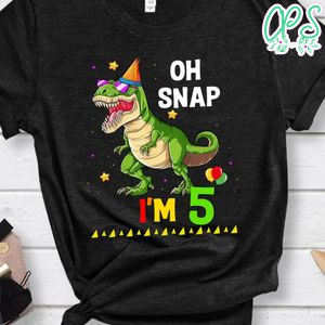 oh snap dinosaur i'm 5 birthday PNG file template